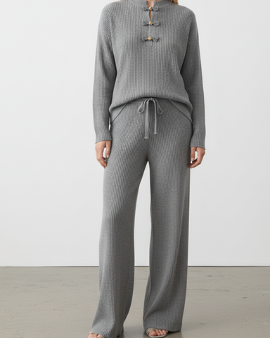 The Dynasty Frog Button Knit Set (grey)