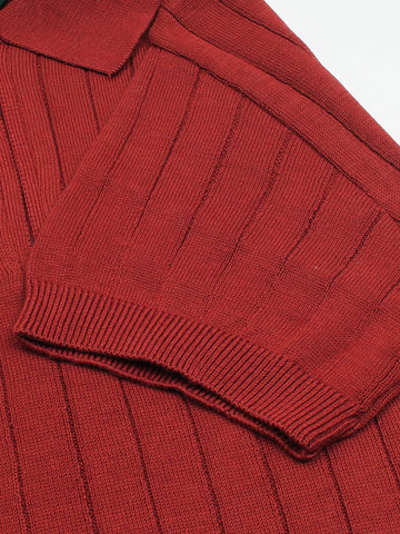 LP knit polo-red