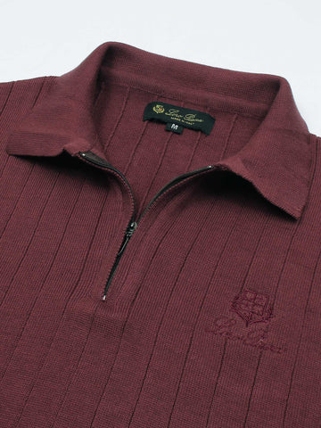 LP knit polo-maroon
