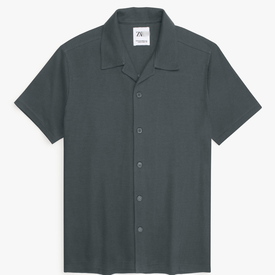 Brandahub polo shirts Premium Zr Waffle knit Resort collar shirt-(grey)
