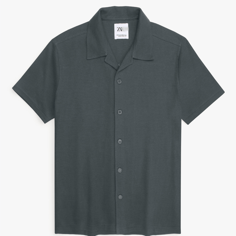 Brandahub polo shirts Premium Zr Waffle knit Resort collar shirt-(grey)