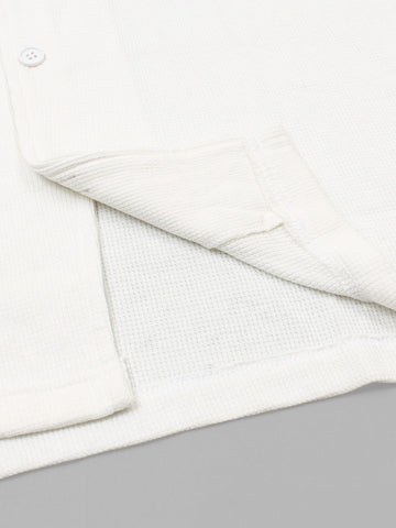 Brandahub polo shirts Premium Zr Waffle knit Resort collar shirt-(milky white)
