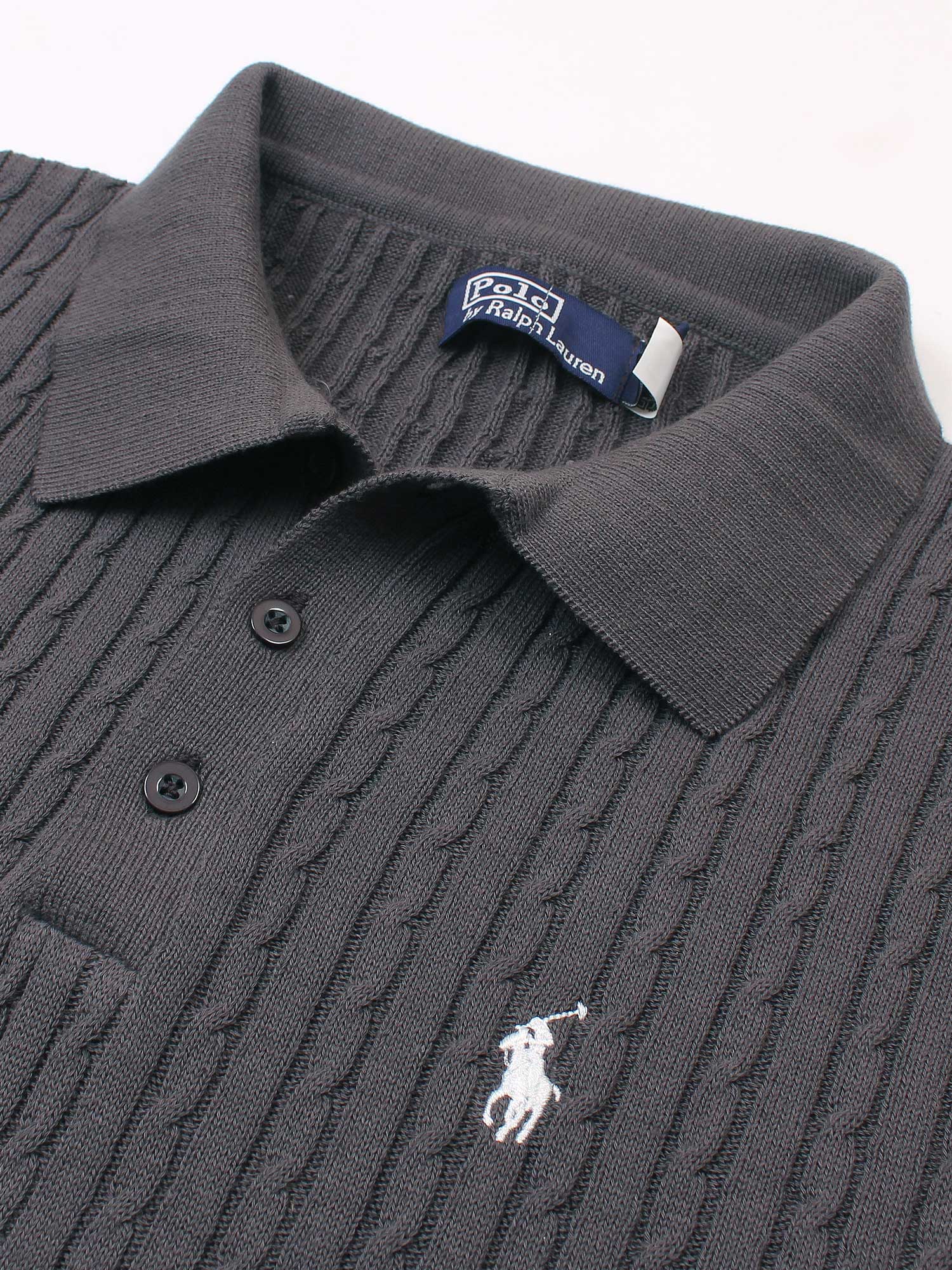Brandahub polo shirts RL cable knit polo-grey