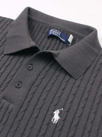 Brandahub polo shirts RL cable knit polo-grey