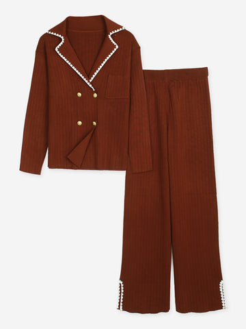 The Riviera Scallop-Trim Knit Set (rust)