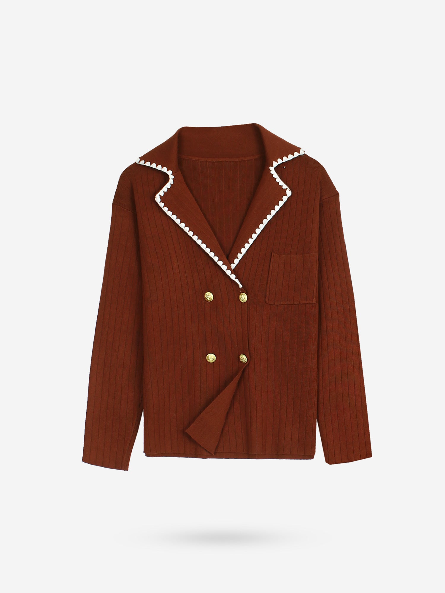 The Riviera Scallop-Trim Knit Set (rust)