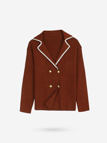 The Riviera Scallop-Trim Knit Set (rust)