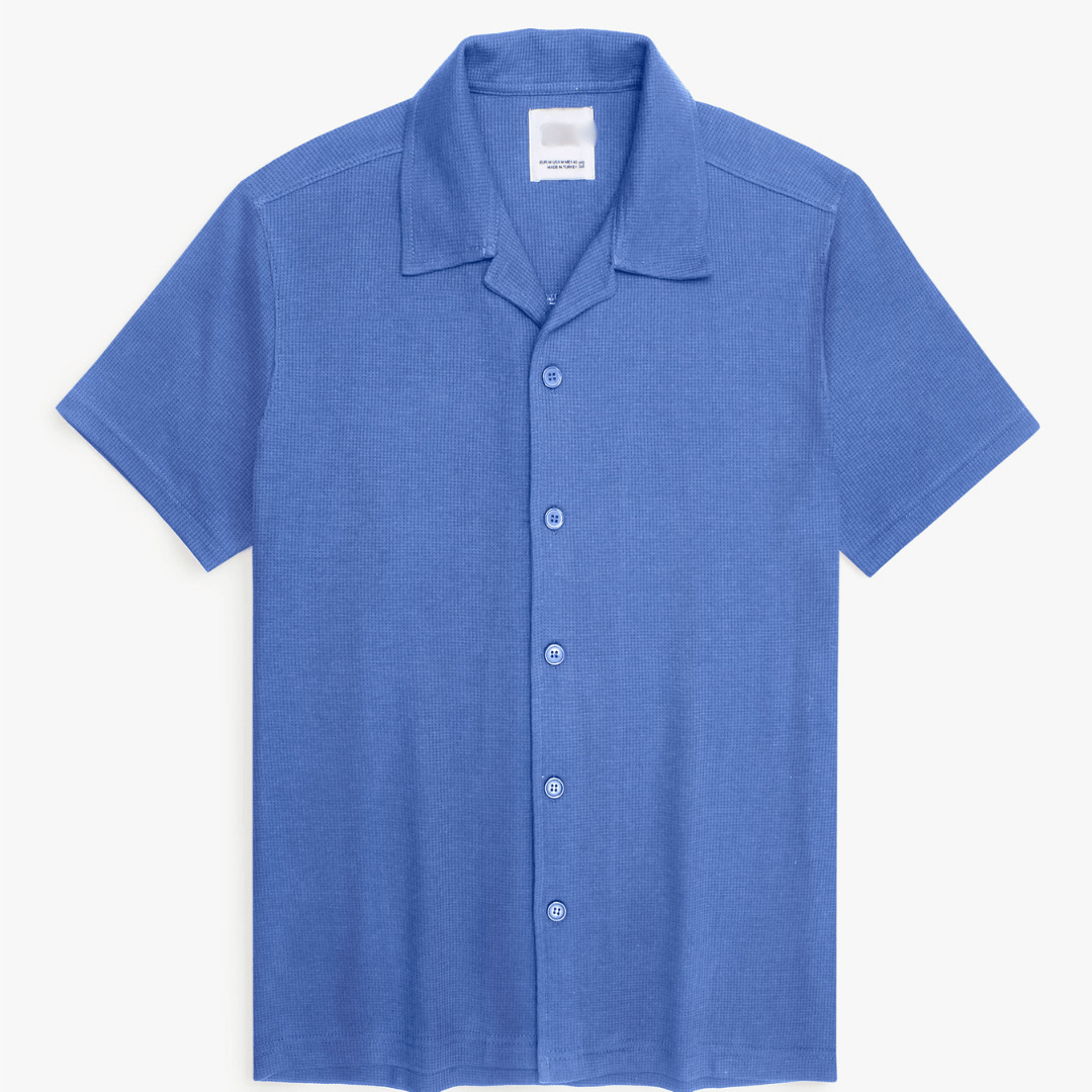 Brandahub polo shirts Premium Zr Waffle knit Resort collar shirt-(blue)