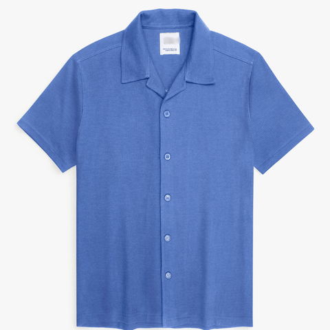 Brandahub polo shirts Premium Zr Waffle knit Resort collar shirt-(blue)