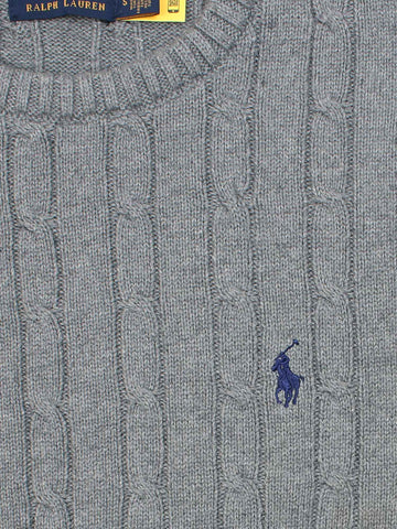 RL Cable-Knit Cotton Sweater (heather grey)