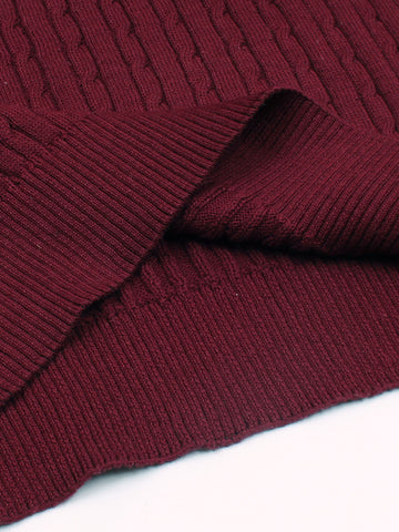 RL cable knit polo-Maroon
