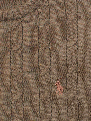 RL Cable-Knit Cotton Sweater (heather brown)