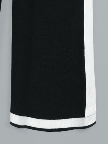 The Commodore Tipped Knit Blazer Set (black)