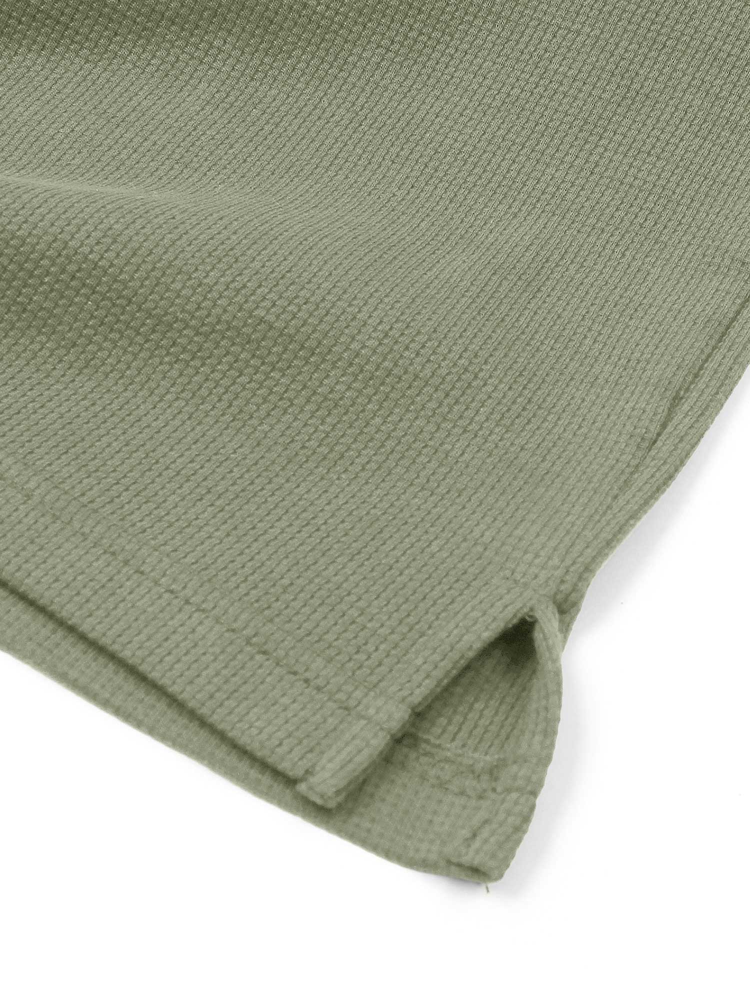 Brandahub polo shirts Premium Zr Waffle knit johnny collar polo-(olive green)