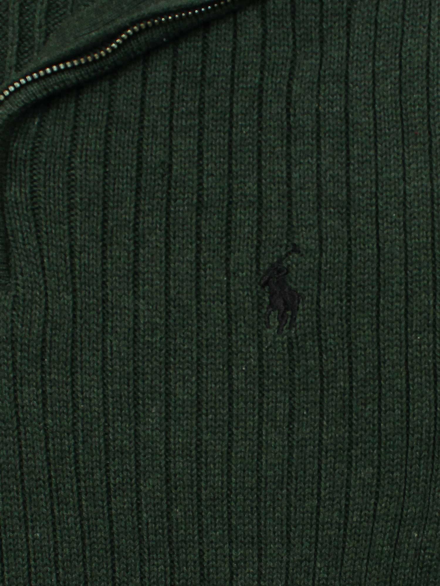 RL Rib Knit Half Zipper Cotton Sweater (british green)