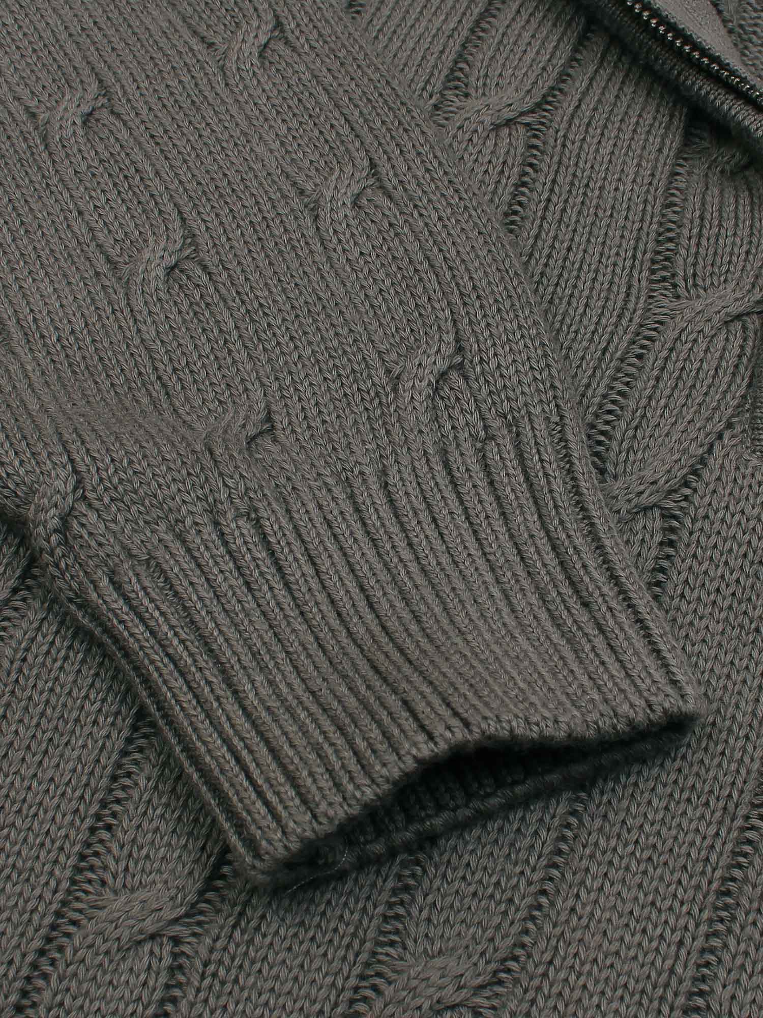 RL Cable-Knit Half Zipper Cotton Sweater (grey)
