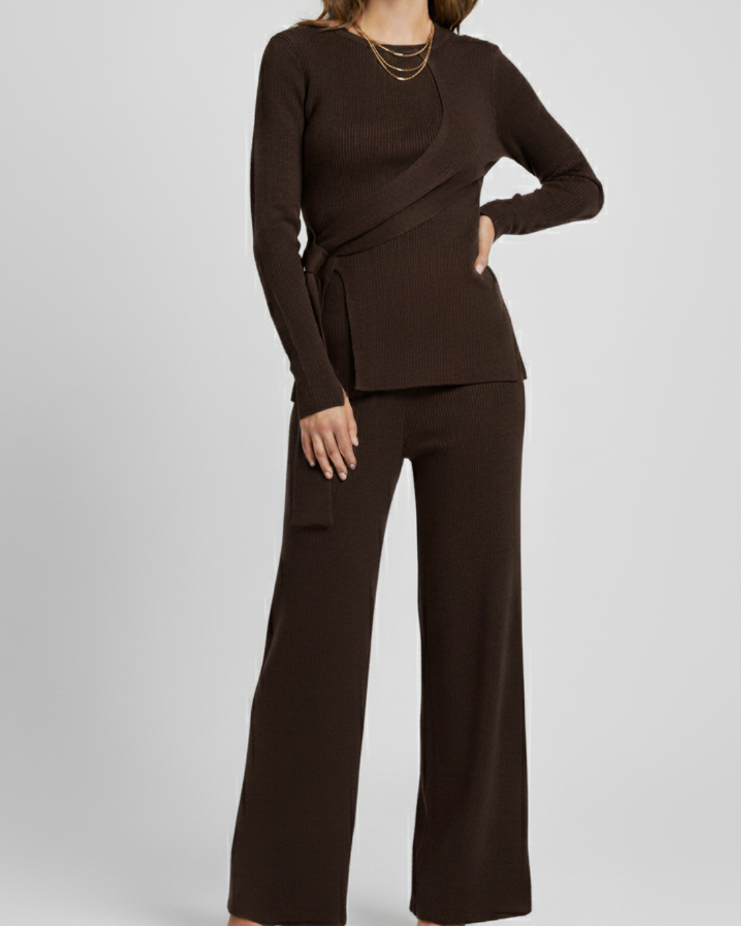 The Aura Asymmetrical Tie-Knit Set (black)