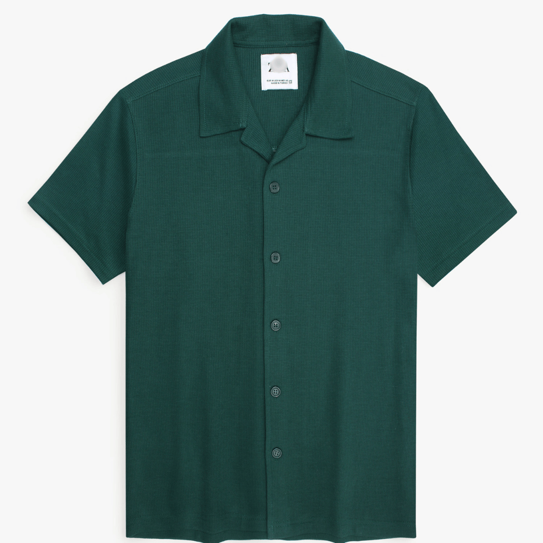 Brandahub polo shirts Premium Zr Waffle knit Resort collar shirt-(british green)