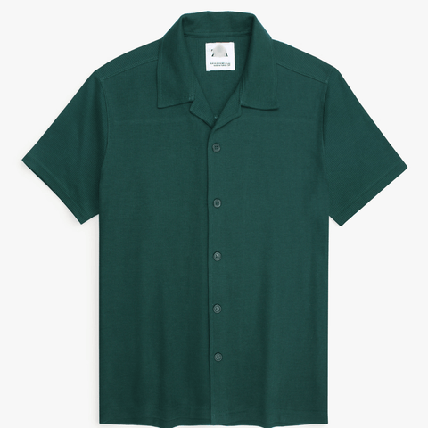 Brandahub polo shirts Premium Zr Waffle knit Resort collar shirt-(british green)