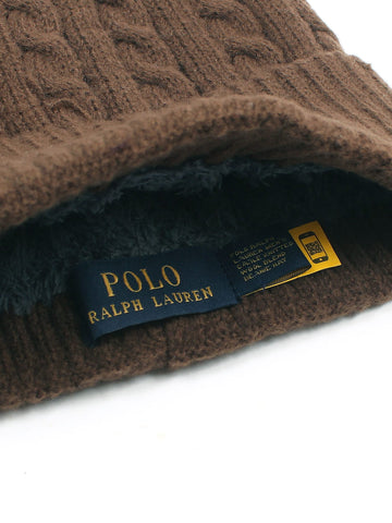 brandahub caps free size Rl Cable Knit Beanie (Brown)