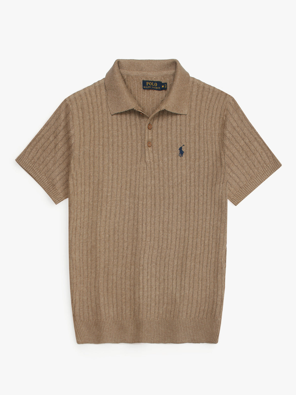RL cable knit polo-khaki