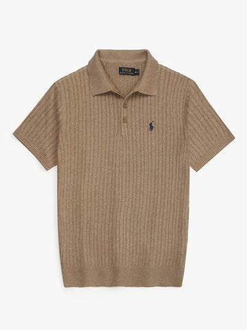 RL cable knit polo-khaki