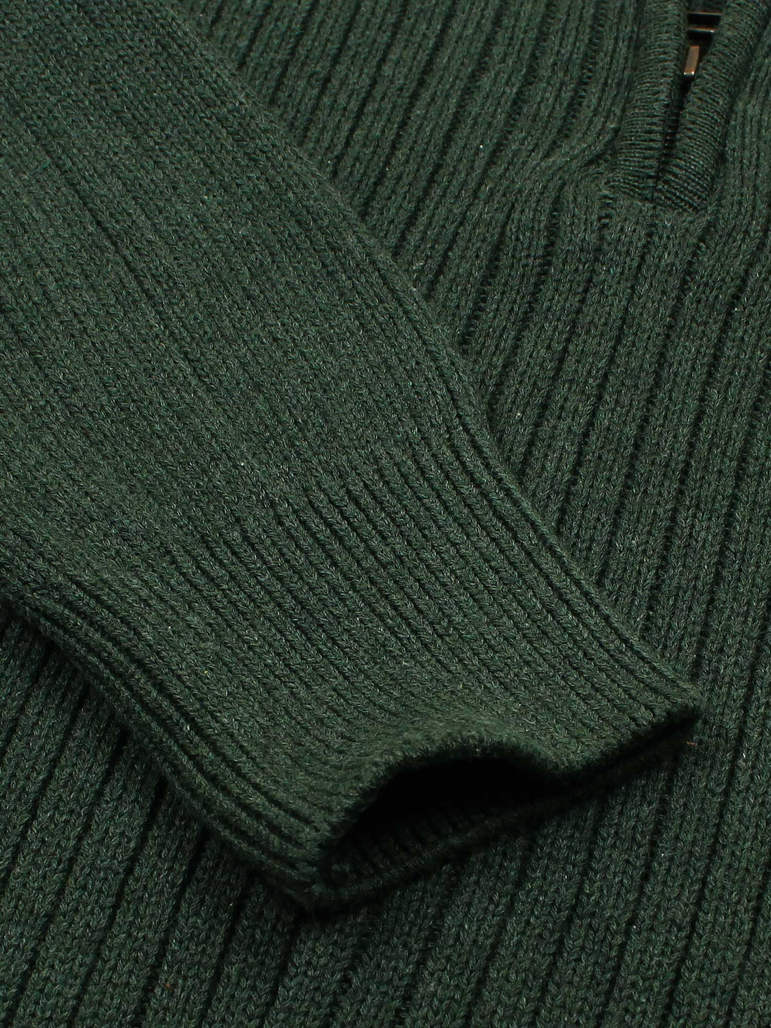 RL Rib Knit Half Zipper Cotton Sweater (british green)