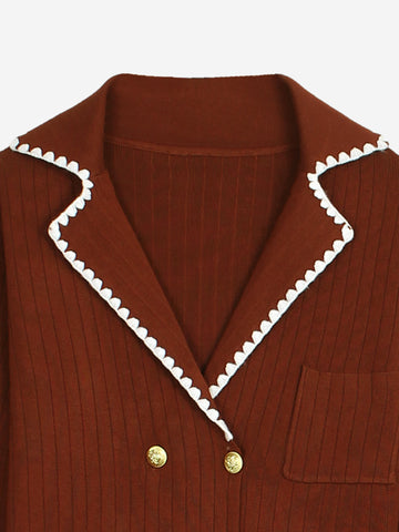 The Riviera Scallop-Trim Knit Set (rust)