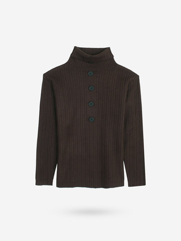 The Kensington Funnel-Neck Ribbed Set (brown)