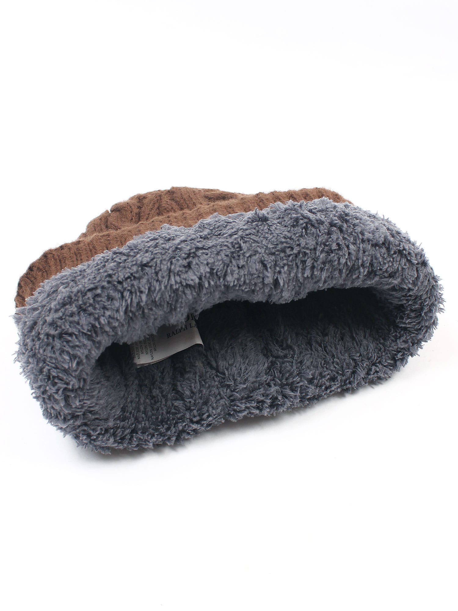 brandahub caps free size Rl Cable Knit Beanie (Brown)