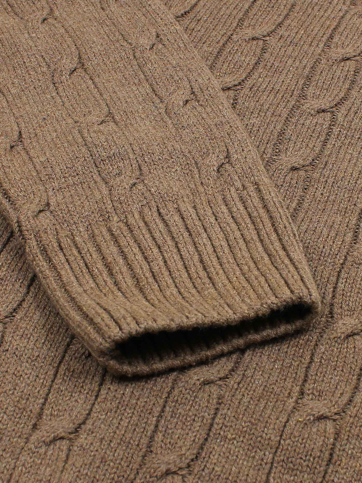 RL Cable-Knit Cotton Sweater (heather brown)