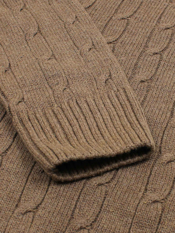 RL Cable-Knit Cotton Sweater (heather brown)
