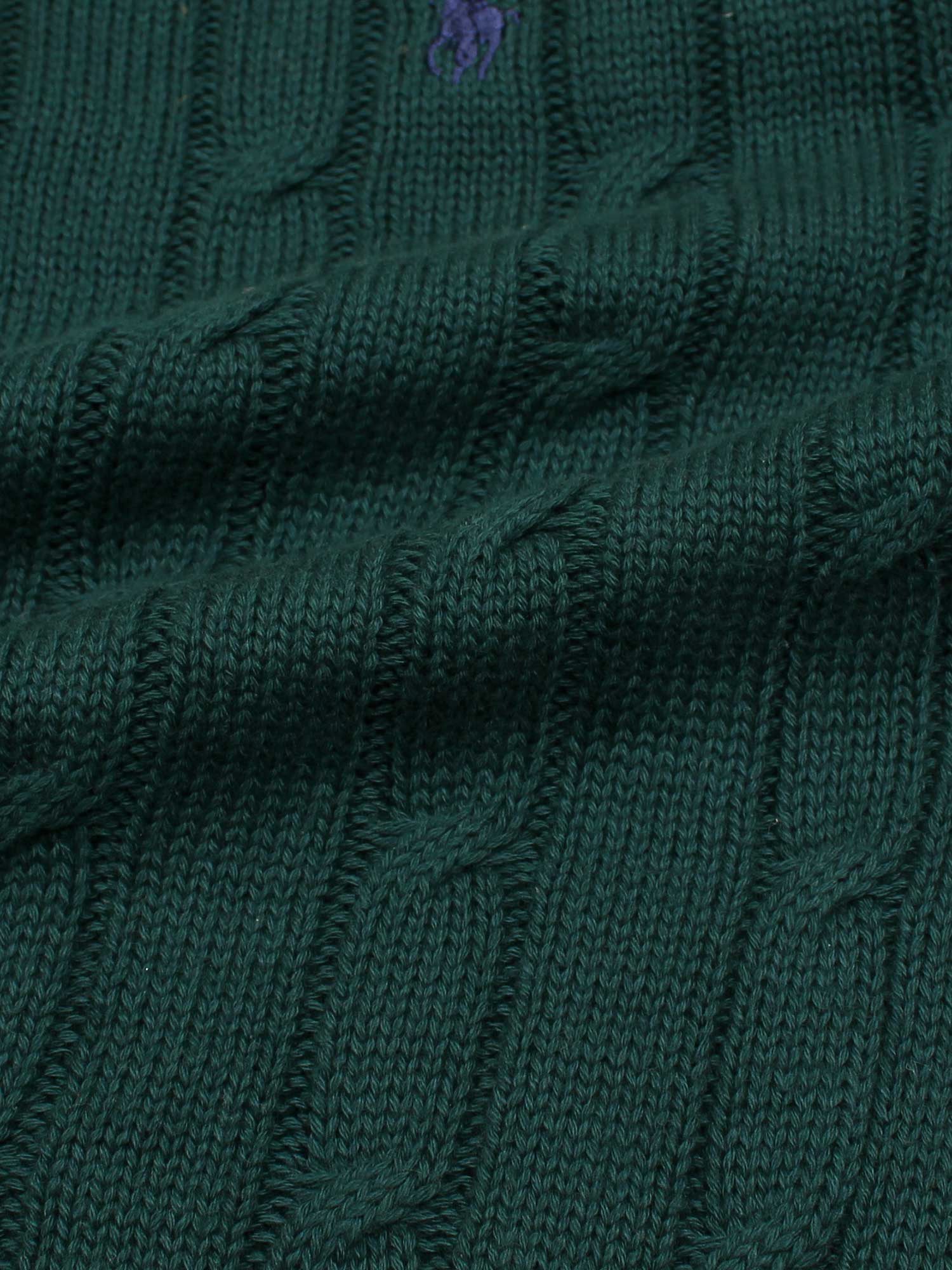 RL Cable-Knit Half Zipper Cotton Sweater (green)