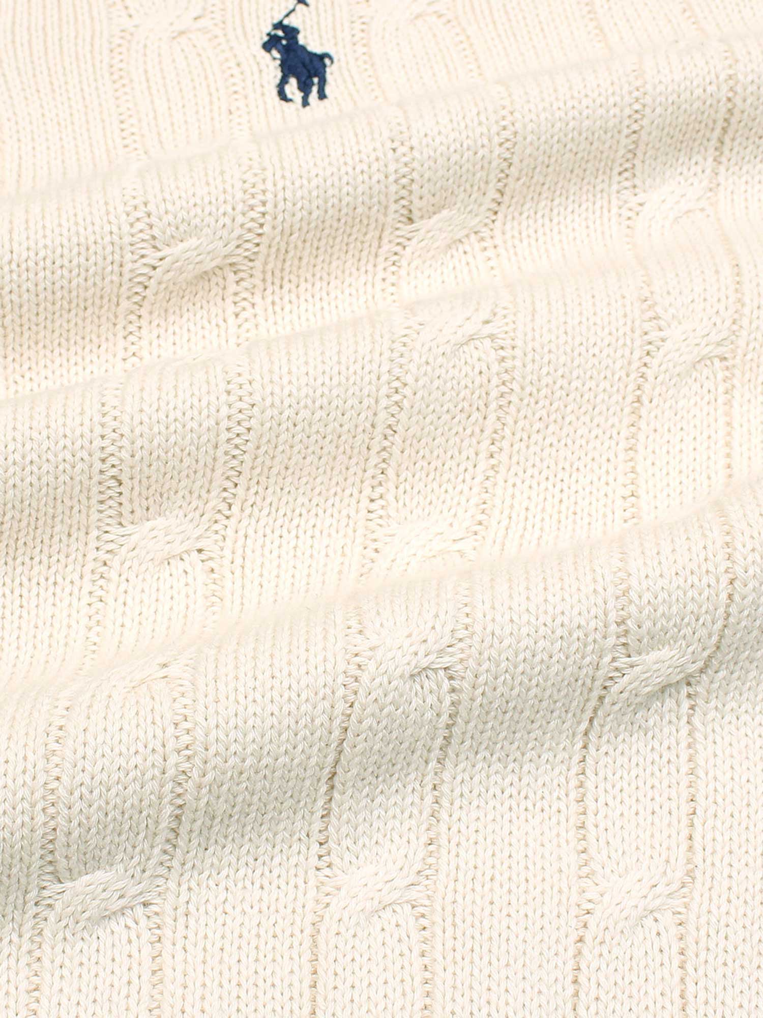 RL Cable-Knit Half Zipper Cotton Sweater (beige)
