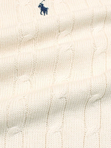 RL Cable-Knit Half Zipper Cotton Sweater (beige)