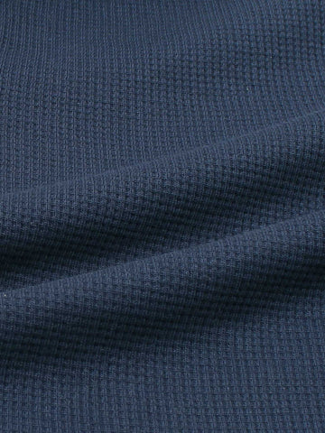 Brandahub polo shirts Premium Zr Waffle knit johnny collar polo-(navy blue)