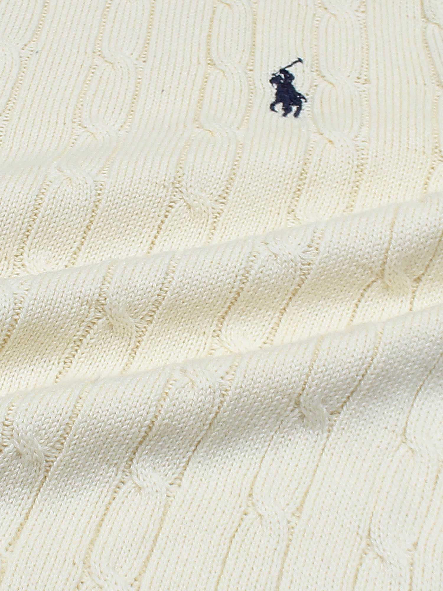 RL Cable-Knit Half Zipper Cotton Sweater (lemon white)