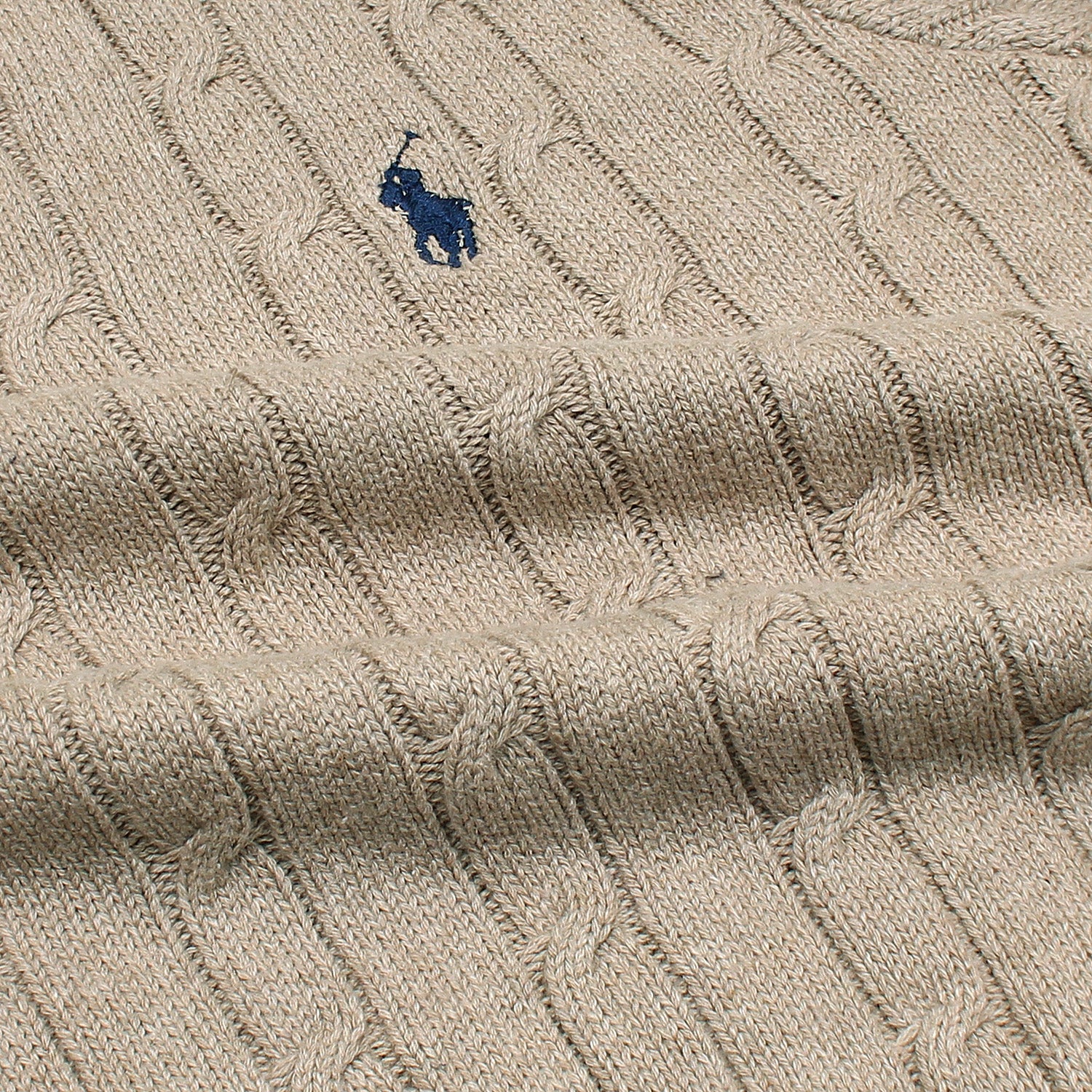 RL Cable-Knit Half Zipper Cotton Sweater (light brown)