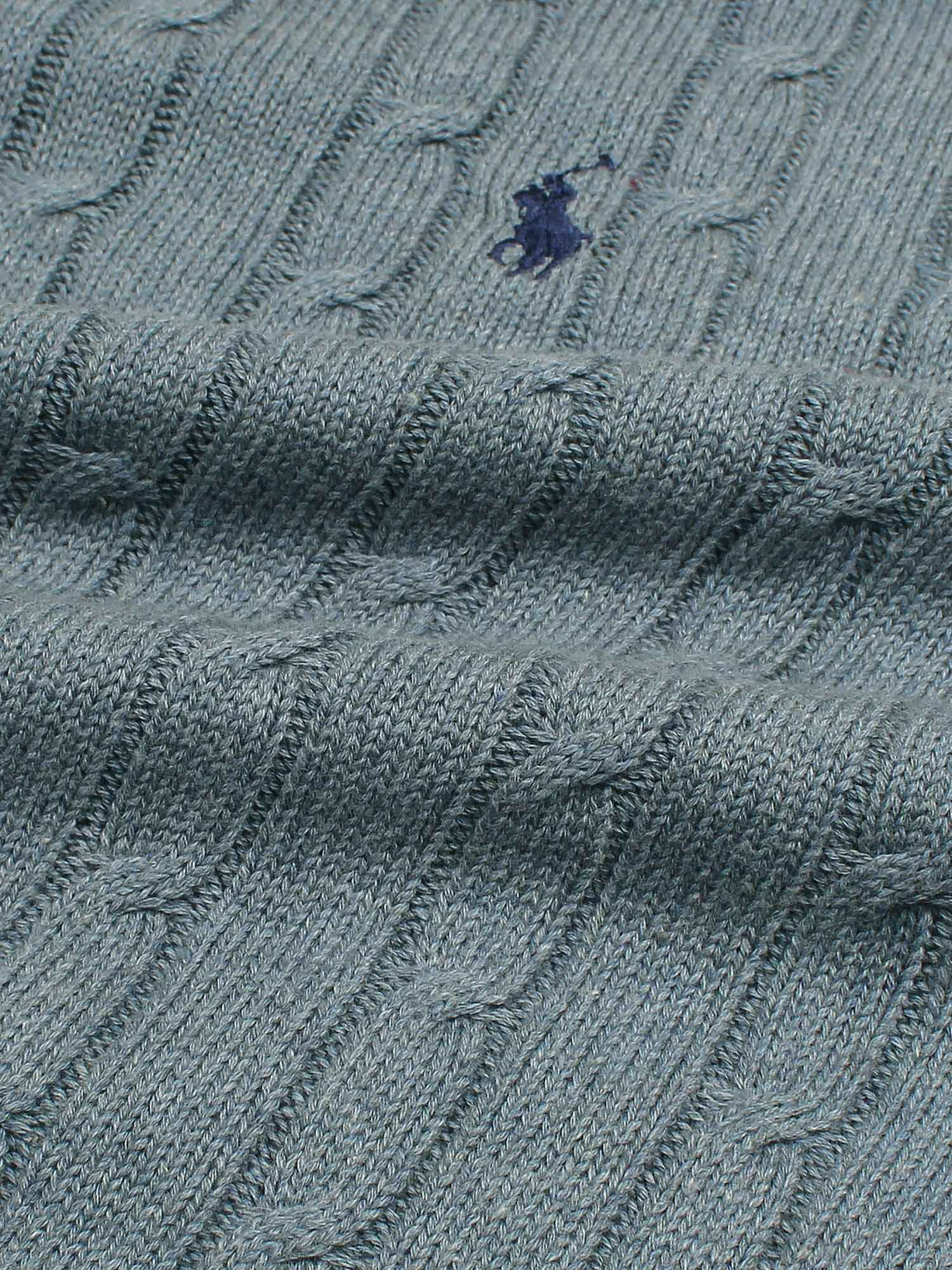 Brandahub sweaters RL Cable-Knit Half Zipper Cotton Sweater (Sky blue)