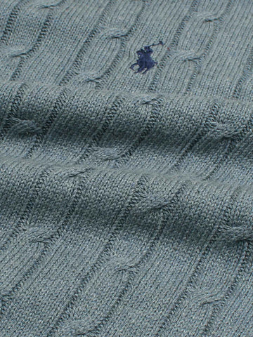 Brandahub sweaters RL Cable-Knit Half Zipper Cotton Sweater (Sky blue)