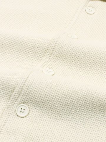 Brandahub polo shirts Premium Zr Waffle knit Resort collar shirt-(light beige)