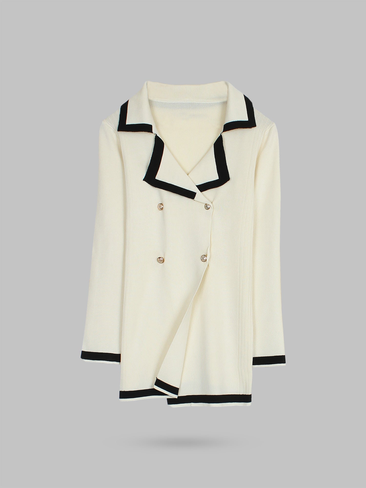 The Commodore Tipped Knit Blazer Set (cream)