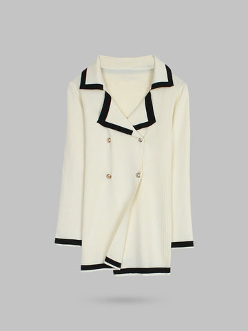 The Commodore Tipped Knit Blazer Set (cream)