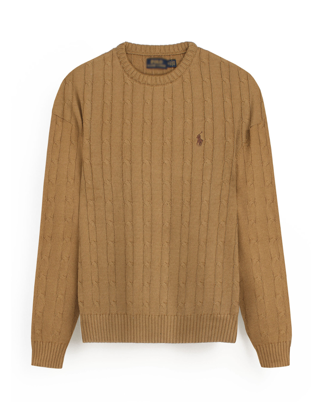 RL Cable-Knit Cotton Sweater (camel)