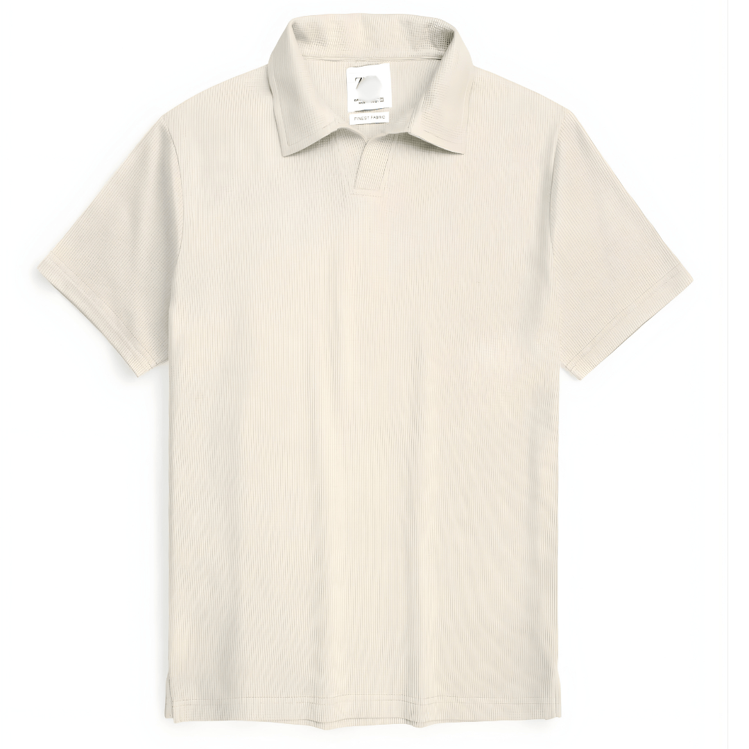 Brandahub polo shirts Premium Zr Waffle knit johnny collar polo-(beige)