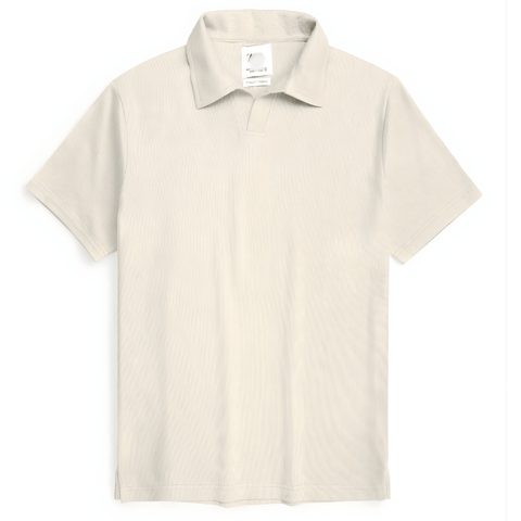 Brandahub polo shirts Premium Zr Waffle knit johnny collar polo-(beige)
