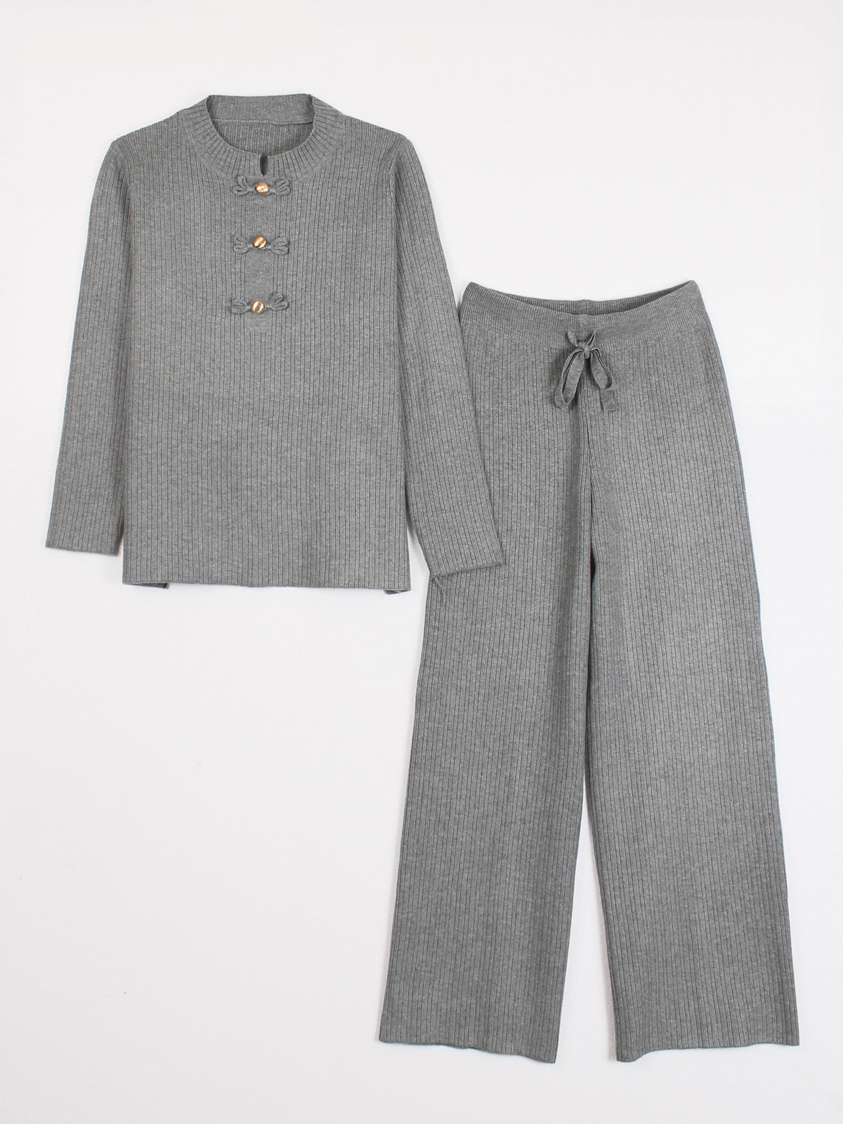 The Dynasty Frog Button Knit Set (grey)