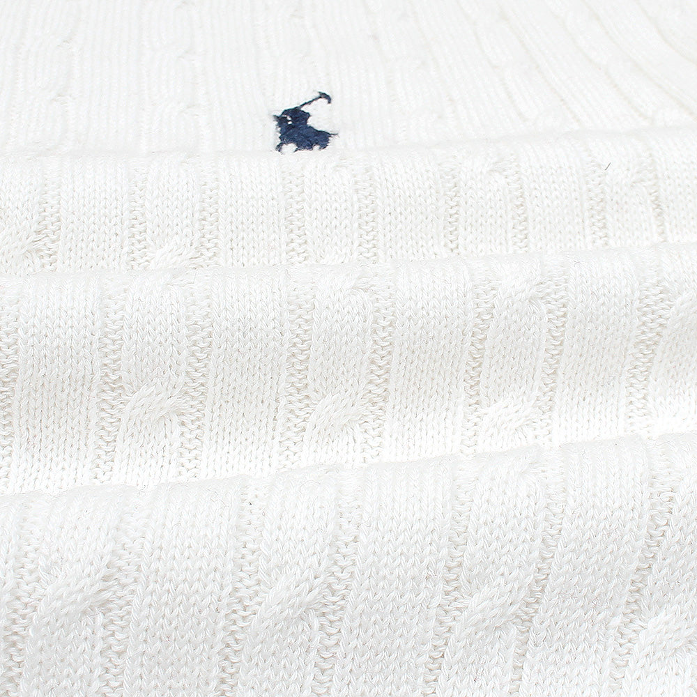 RL cable knit polo-white
