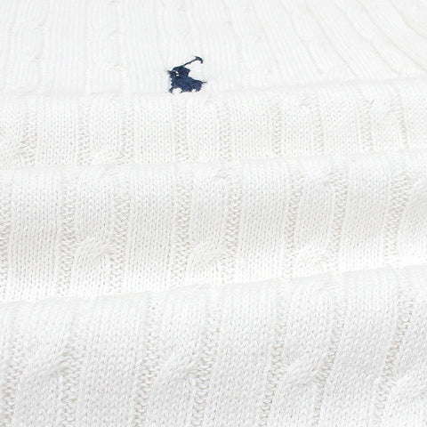 RL cable knit polo-white