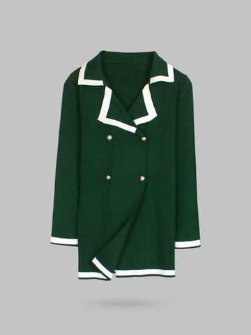 The Commodore Tipped Knit Blazer Set (green)